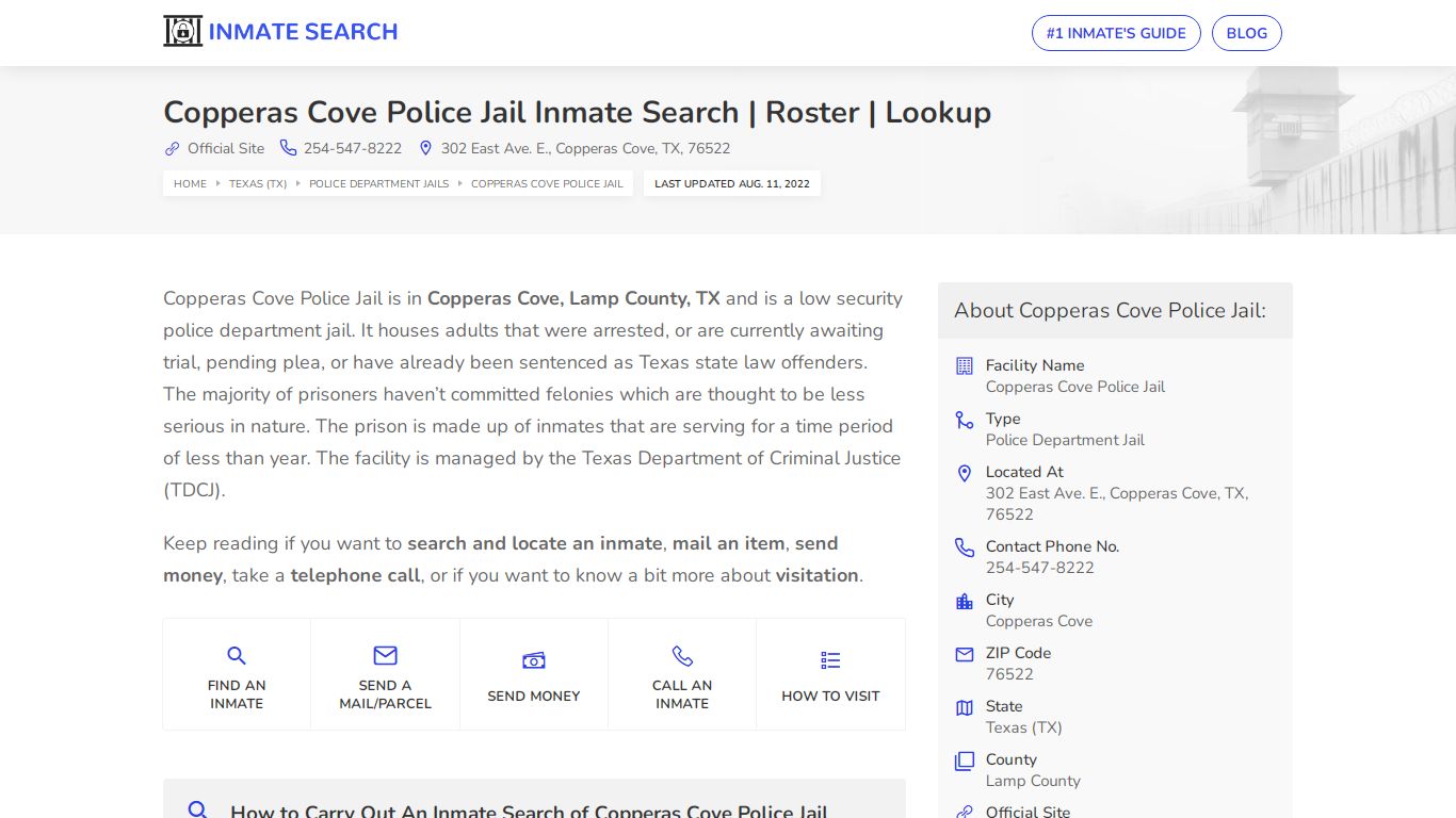 Copperas Cove Police Jail Inmate Search | Roster | Lookup