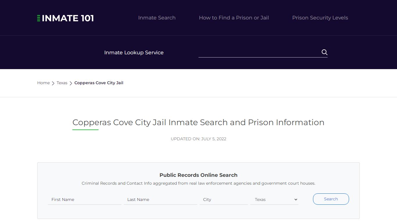 Copperas Cove City Jail Inmate Search, Visitation, Phone ...